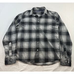 Black & White Flannel Button Down Shirt Men’s Medium Cotton Stretch Classic Fit